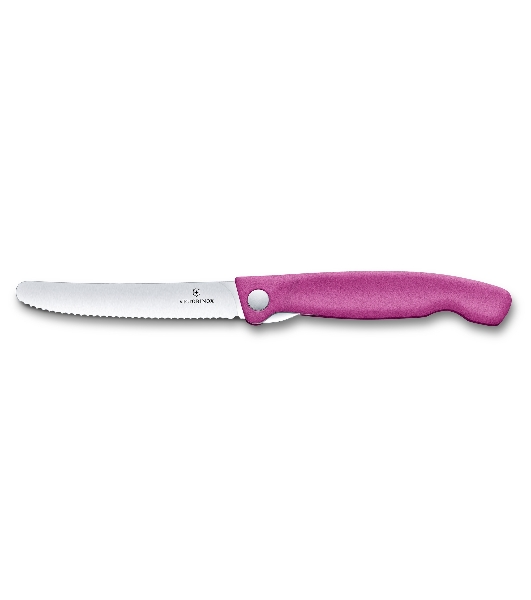 Нож кухонный Victorinox Swiss Classic (6.7836.F5B) стальной для овощей лезв.110мм серрейт. заточка розовый блистер