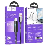 Кабель USB2.0 Hoco АM/Type-C, 5А, U125, с дисплеем, 1.2м, черный, коробка, фото 1