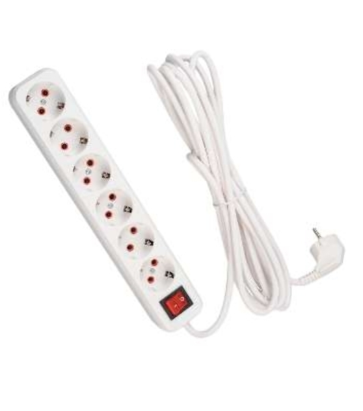 Удлинитель 6х5 м с заземл. 16А IP20 с выкл. Lezard 720-0605-602