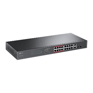 Коммутатор TP-LINK TL-SL1218MP Неуправляемый коммутатор PoE на 16 портов 10/100 Мбит/с и 2 гигабитных порта