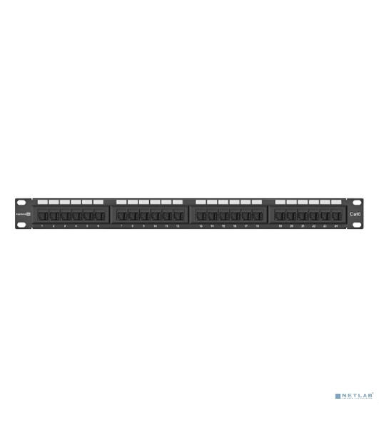 Патч-панель ExeGate EPP3-19-24-8P8C-C6-110D-C (19', UTP, 24 port, cat.6, KRONE&110(dual IDC), 1U, RoHS, с кабельным органайзером и защитными шторками, Black, RTL)