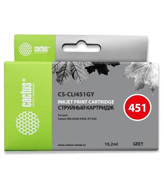 Картридж струйный Cactus CS-CLI451GY серый (10.2 мл) для Canon MG 6340/5440/IP7240