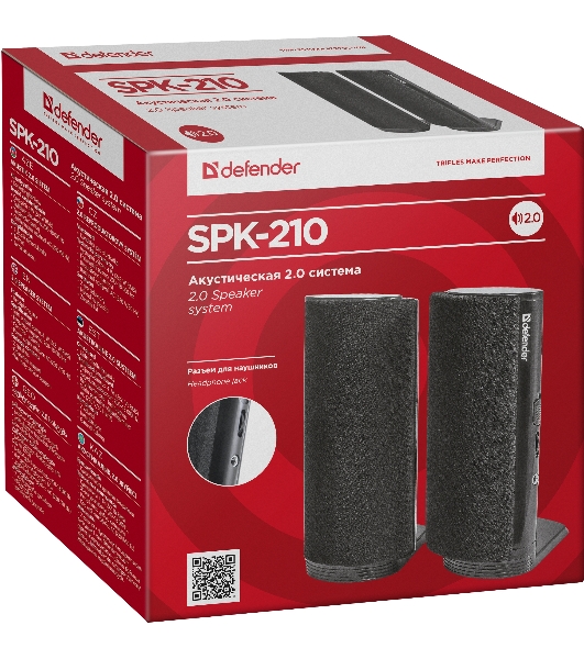Акустическая система Defender SPK-210 2.0, 2x2W, разъем для наушников 65210