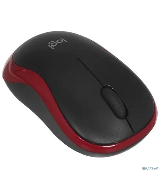 Мышь беспроводная Logitech M185, красный, 1000 dpi, радиоканал, USB, кнопки - 3