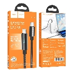 Кабель USB2.0 Hoco Type-C/Lightning, 2.4А, с дисплеем, U125, 1.2м, черный, коробка, фото 1