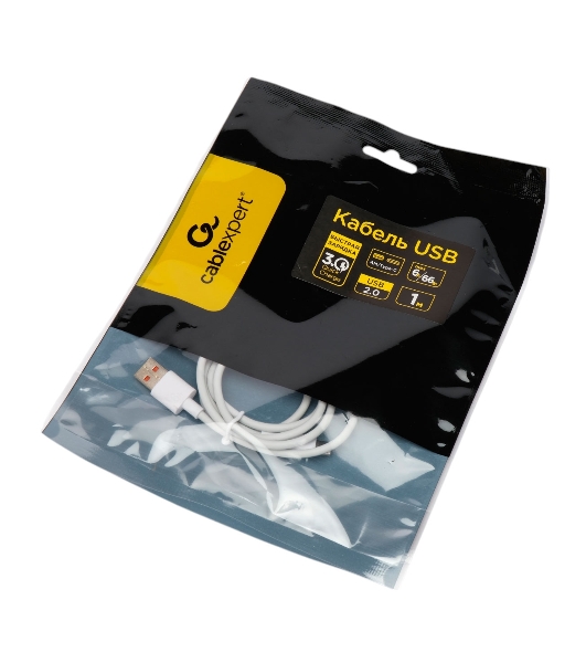 Кабель USB2.0 Cablexpert CC-USB2-AMCM-66W-1M-W, AM/Type-C, 6A, 66Вт, QC3.0, 1м, медь, белый, пакет