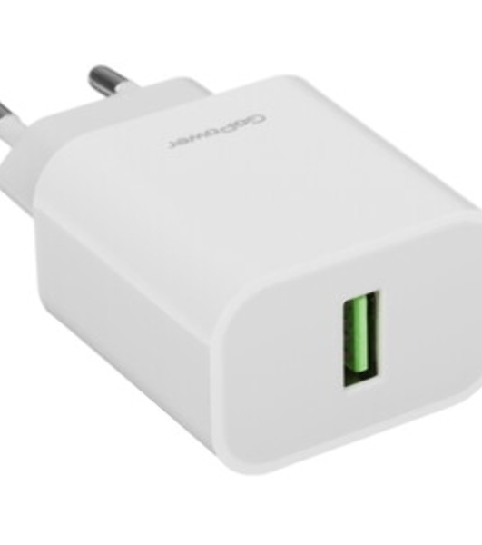 Сетевое зарядное устройство GoPower GPQC07 1USB 18W QC3.0 белый