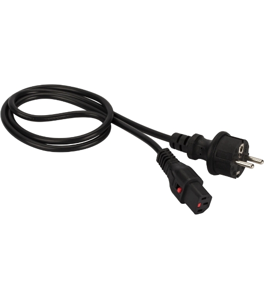 Шнур питания Lanmaster с блокировкой C13-Schuko прямая, 3х0.75, 220В, 10А, черный, 1 метр