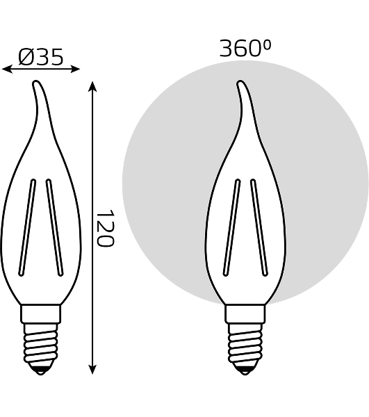 Лампа филам. Gauss Filament 8Вт цок.:E14 свеча св.свеч.бел.теп. (упак.:10шт) (42118)