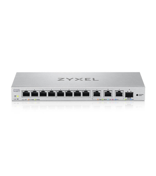 Коммутатор мультигигабитный Smart L2 коммутатор Zyxel XGS1250-12, 8xGE, 3x1/2,5/5/10G, 1xSFP+, кнопка LED ECO Mode, настольный