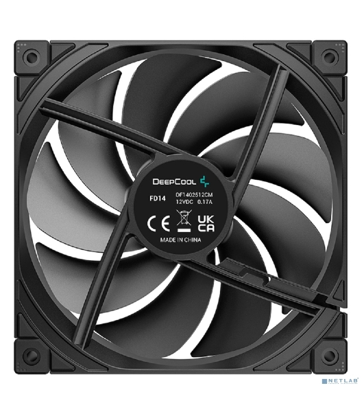 Вентилятор для корпуса DEEPCOOL FD14 черный, 140 мм, 1650 об/мин, 25.6 дБ, 4 pin