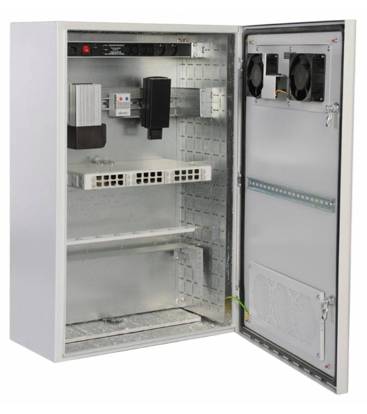 Шкаф настенный ЦМО ШТВ-Н-6.6.3-4ААА 6U 600x330 мм пер. дв. стал. лист несъемные бок. пан. 57 кг серый