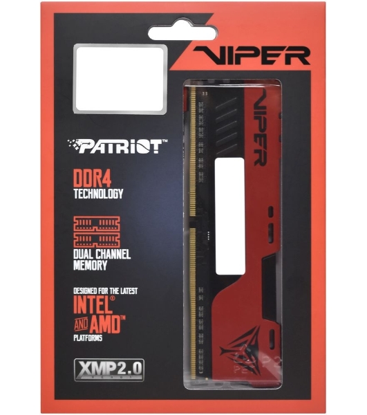 Оперативная память Patriot Viper Elite II, DDR4, 16GB (2x8 GB), 2666 MHz, CL16, DIMM, радиатор, красный