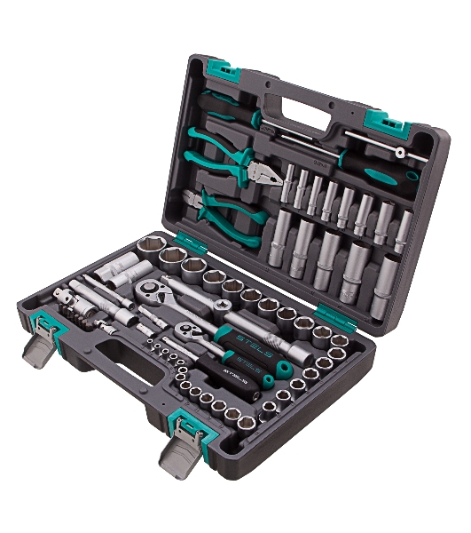 Набор инструментов Stels 141081/2'' 1/4'' CrV пластиковый кейс  69 предм.