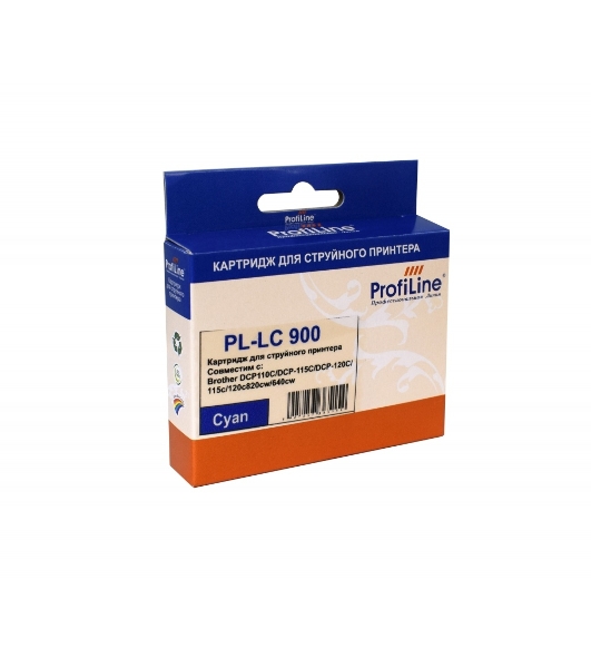 Картридж струйный ProfiLine PL-LC900C для принтеров Brother DCP110C/DCP-115C/DCP-120C/115c/120c820cw/640cw Cyan водн