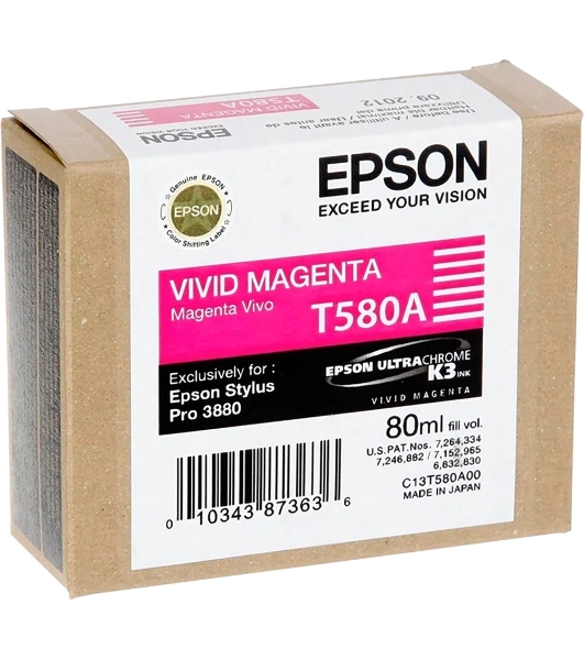 Картридж струйный Epson T580A (C13T580A00) пурпурный (80 мл) для Epson Stylus Pro-3880