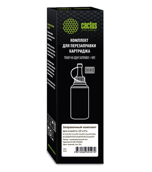 Тонер Cactus CS-RK-CF244A черный флакон 55гр. (в компл.:чип) для принтера HP LJ Pro M15/M28