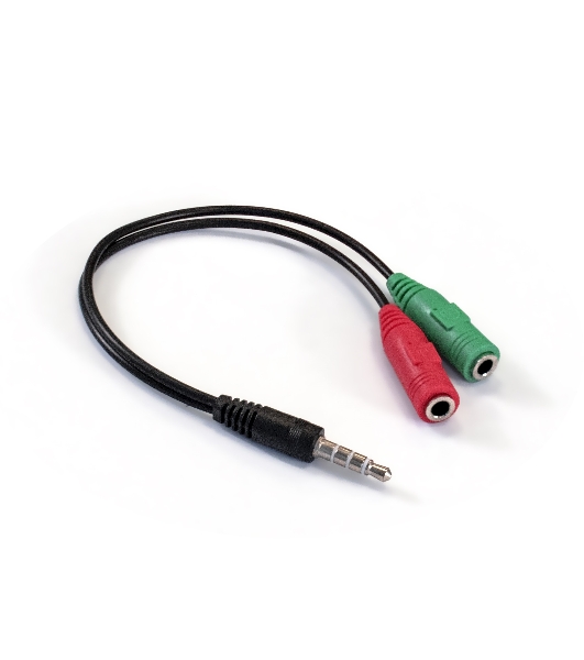 Кабель аудио Exegate EX284944RUS EX-CCA-417-0.2 (3.5мм Jack M 4pin/3.5мм Jack F Stereo+ 3.5мм Jack F микрофон, 0,2м)