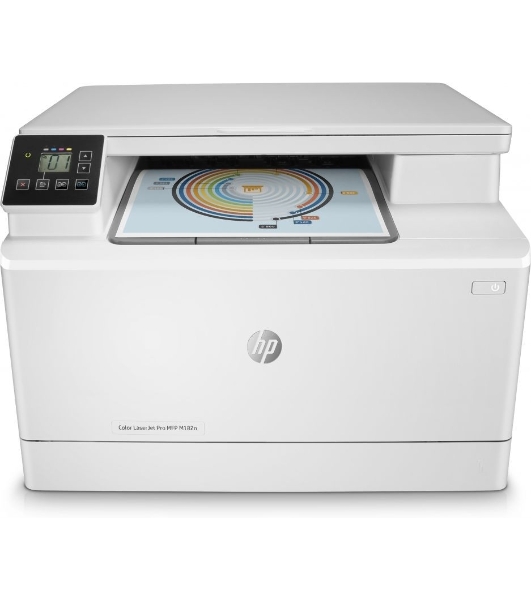 МФУ лазерное HP Color LaserJet Pro MFP M182n (7KW54A), A4, цветной, печ. до 16 стр/мин., 600 x 600 dpi (печать) 1200x1200dpi (скан.), USB, RJ-45, Air Print, Mopria