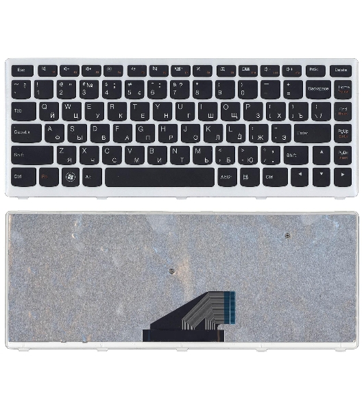 Клавиатура для ноутбука Lenovo IdeaPad U310 черная с серой рамкой