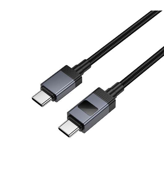Кабель USB2.0 Hoco Type-C/Type-C, 3А, 60Вт, с дисплеем, X118, 1м, черный, коробка