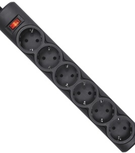 Сетевой фильтр Defender DFS 151 1.8 m, 6 розеток, черный