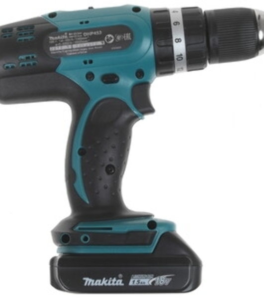 Дрель-шуруповерт Makita DHP453SYE, 18 В, 1.5 Ач, 42 Нм, щеточный