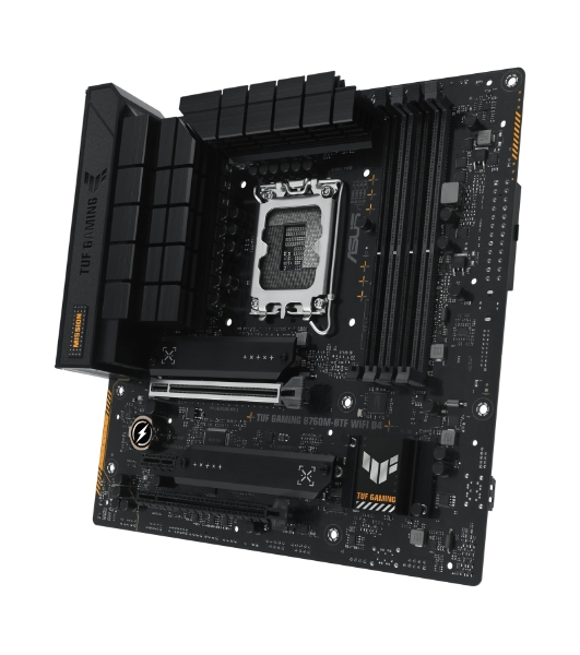 Материнская плата ASUS TUF GAMING B760M-BTF WIFI D4, LGA 1700, Intel B760, 4xDDR4, 4xSATA, 3xM.2, 1xPCIe 5.0 x16, 1xPCIe 4.0 x4, 1xPCIe x1, 1xUSB-A 3.2 Gen 2, 2xUSB-A 3.2 Gen 1, 4xUSB 2.0, 1xUSB-C 3.2 Gen 1, 1xUSB-C 3.2 Gen 2, 1x2.5Gb LAN, 3x3.5 мм, 7.1, 2.5Gb LAN, Wi-Fi 6, Bluetooth 5.2, mATX