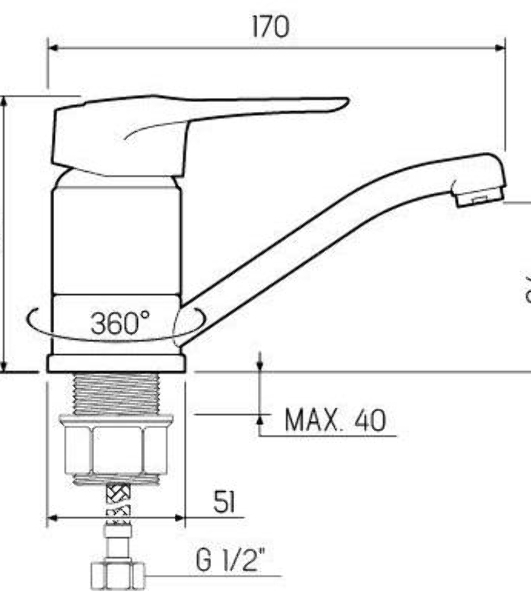 SL55-004F-15 Смеситель для кухни, ø40