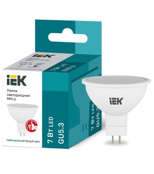 Лампа cветодиодная IEK LLE-MR16-7-230-40-GU5 ECO MR16 софит 7Вт 230В 4000К GU5.3