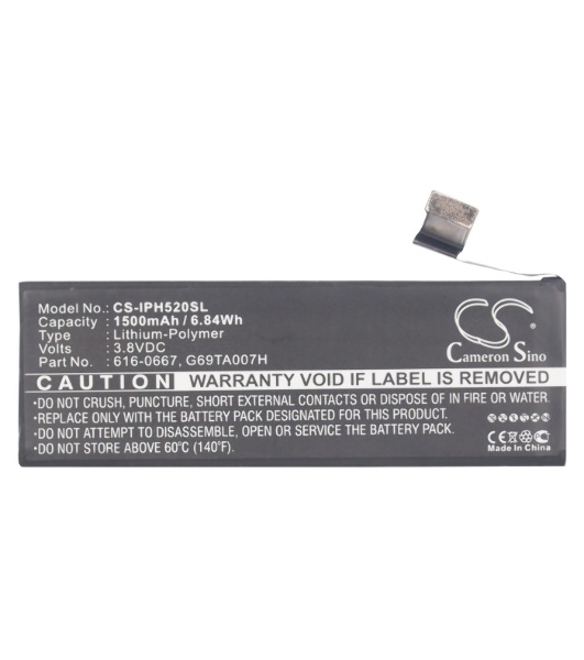 Аккумулятор CameronSino CS-IPH520SL дляiPhone 5C3.8V, 1500mAh, 5.70Wh