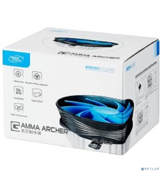 Кулер для процессора DEEPCOOL GAMMA ARCHER синий, 120 мм, алюминий, 1600 об/мин, 26.1 дБ, 3 pin, 95 Вт, 65.5 мм