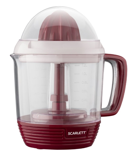 Соковыжималка Scarlett SC-JE50C08 красный/белый, цитрусовая, 25 Вт, 1200 мл, механическое