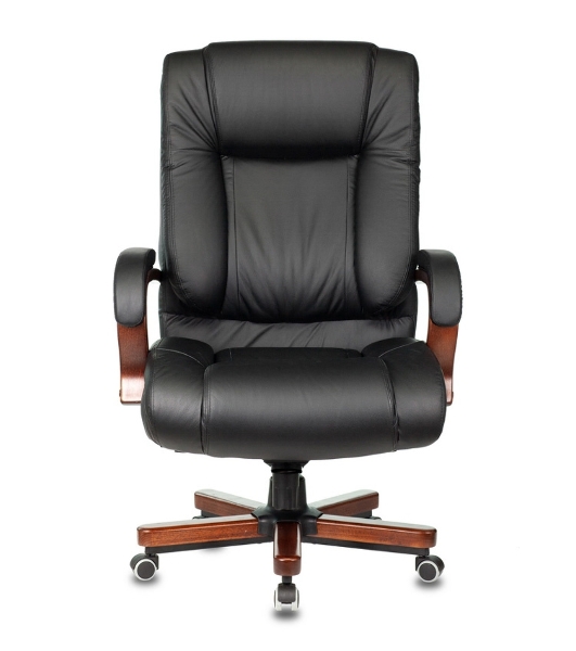 Кресло Бюрократ T-9925WALNUT/BLACK черный, кожа