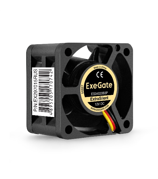 Вентилятор для корпуса ExeGate ExtraSilent ES04020B3P черный, 40 мм, 6300 об/мин, 28 дБ, 3 pin