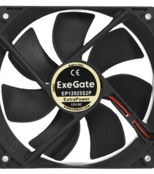 Вентилятор для корпуса ExeGate EX12025S2P-24 черный, 120 мм, 2100 об/мин, 34.2 дБ, 2 pin