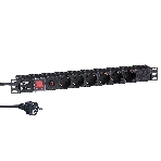 Блок розеток горизонтальный ExeGate ServerPro PDU-19H606 Al-6S-EU2-SW-O, 19', 1U, Алюминий, 6 Schuko, кабель с евровилкой VDE-250V-16A-3*1.5мм2, 2 метра, выкл. с подсветкой, защита от перегрузки, черный, фото 1