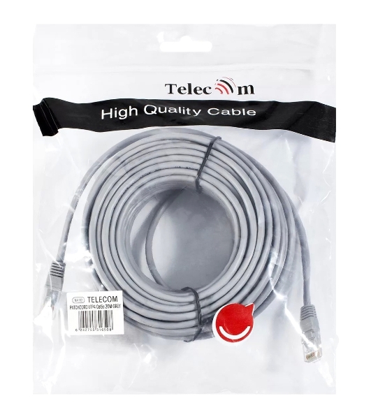 Патч-корд 20м 'Telecom' UTP кат.5е RJ45, литой, серый, NA102--20M