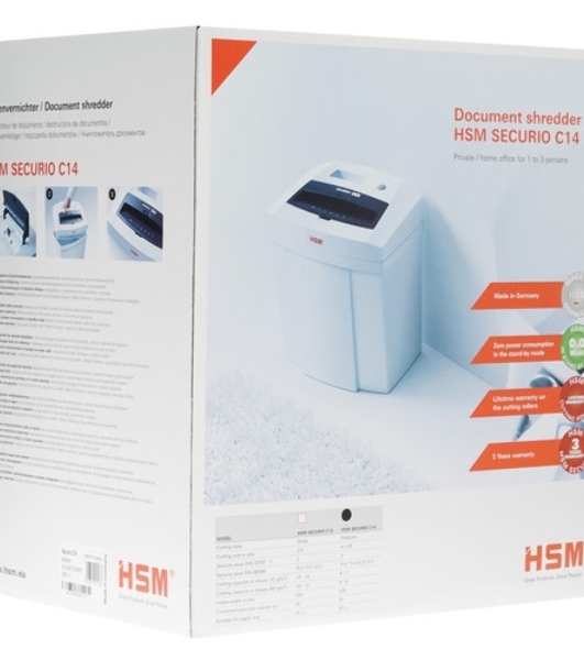 Шредер HSM Securio С14-4х25 (секр.P-4)/фрагменты/7лист./20лтр./скрепки/скобы/пл.карты
