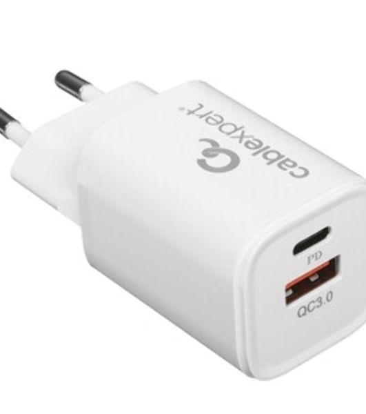 Сетевое зарядное устройство Cablexpert MP3A-PC-42, 30Вт, быстрая зарядка QC3.0/PD, 2 порта: USB и Type-C, белый, пакет