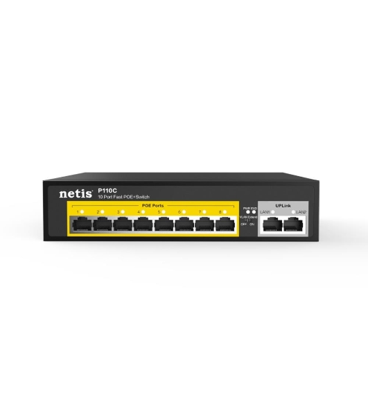 Коммутатор Netis P110C 10-портовый PoE+ коммутатор Fast Ethernet/8*PoE+ 2 порта 802.3af/802.3at