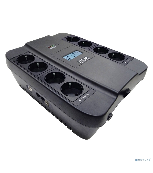 Источник бесперебойного питания Powercom Back-UPS SPIDER, Line-Interactive, LCD, AVR, 1100VA/605W, Schuko, USB, черный (1452054)