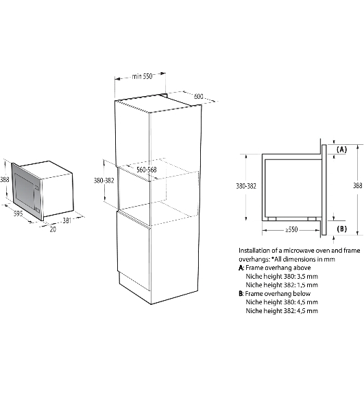 Микроволновая печь Gorenje BM251SG2WG 25 л, 900 Вт, белый (встраиваемая)