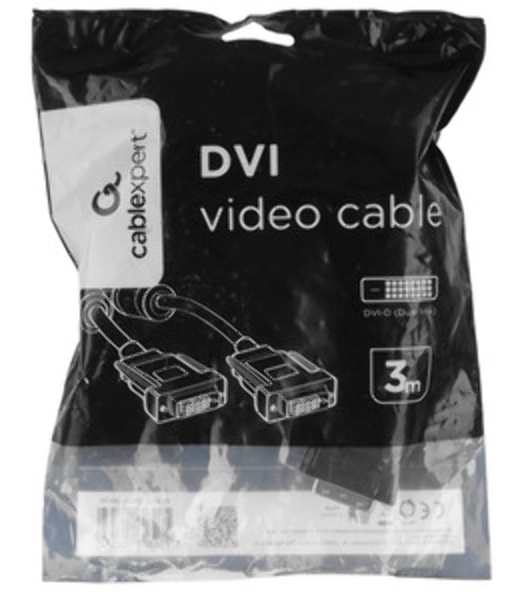 Кабель DVI-D dual link Cablexpert CC-DVI2L-BK-10, 25M/25M, 3.0м, CCS, черный, экран, феррит.кольца, пакет