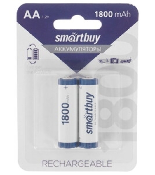 Аккумулятор NiMh Smartbuy SBBR-2A02BL1800 AA/2BL 1800 mAh (24/240)(2шт. в уп-ке)
