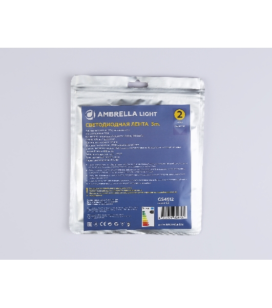 Светодиодная лента Ambrella light GS4612 COB 400Led/10W m/ 24V IP20 4500K/ 5m*5mm*2.1mm (2 конт.)