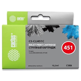 Картридж струйный Cactus CS-CLI451C голубой (10,2 мл) для Canon MG 6340/5440/IP7240