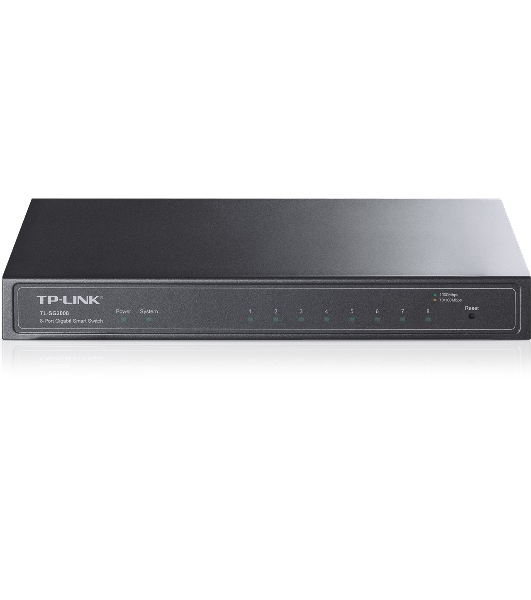 Коммутатор TP-Link SMB TL-SG2008 8-port Pure-Gigabit Desktop Smart Switch, 8 10/100/1000Mbps RJ45 ports, Tag-based VLAN, STP/RSTP/MSTP, IGMP V1/V2/V3 Snooping, DHCP Filtering, 802.1P Qos, Rate Limiting, Voice VLAN,