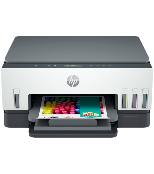 МФУ струйное HP Smart Tank 670, A4, цветной, печ. до 12 стр/мин., 4800x1200 dpi (печ.), 1200x1200 dpi (скан.), Bluetooth, USB Type-A, Wi-Fi