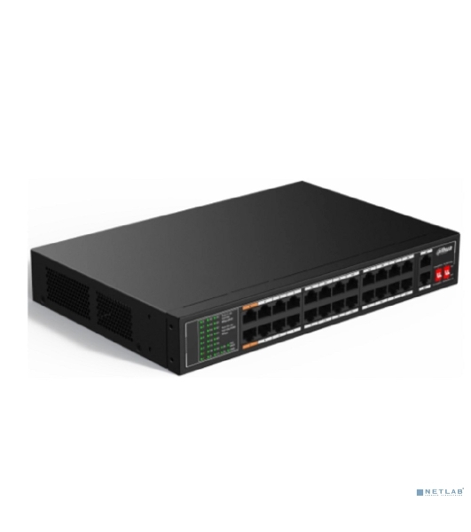 Коммутатор Dahua DH-SF1026LP, 24×100 Мбит/с + 2×1 Гбит/с, управляемый